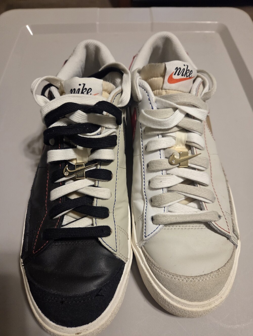 Nike Men’s Two-Tone Leather Casual Sneakers - Black & White